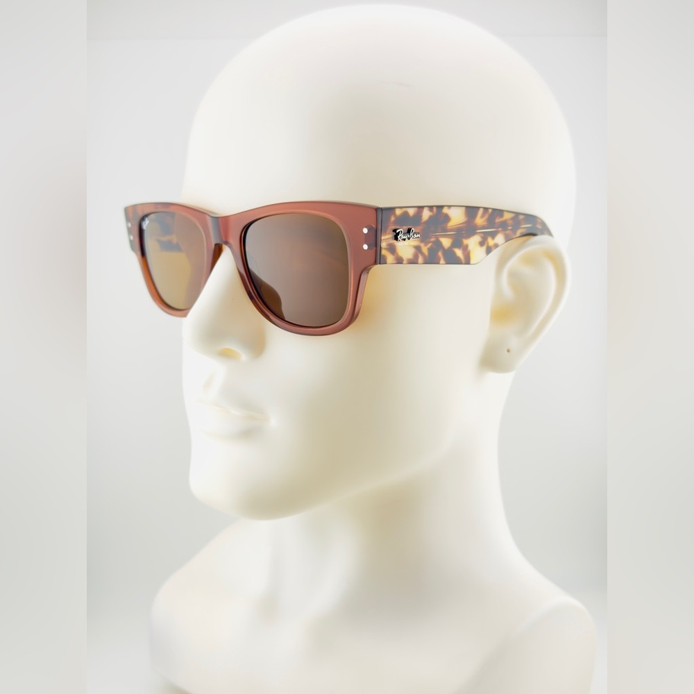 Ray-Ban Sunglasses Mega Wayfarer RB0840-S Polished Transparent Frame Brown Lens